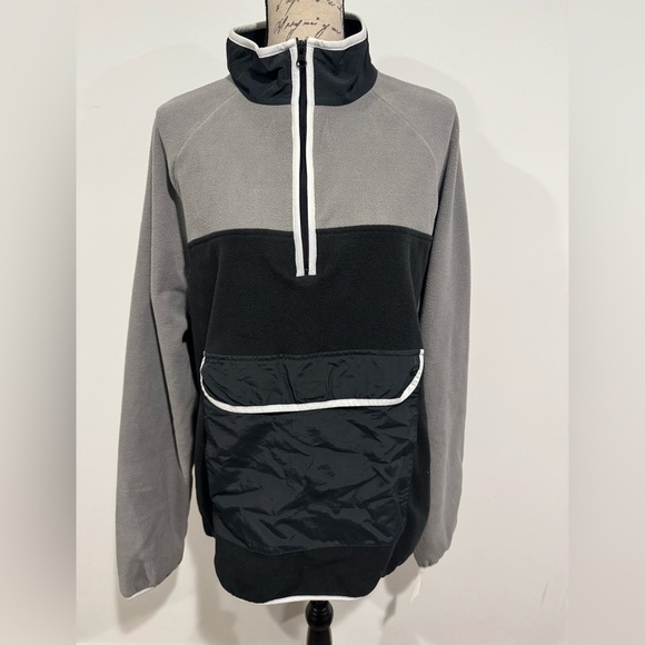 Edgar Ash Polyester Size Large 1/4 Zip Long Sleeve Two Tone Fleece Pullover New - Picture 2 of 10